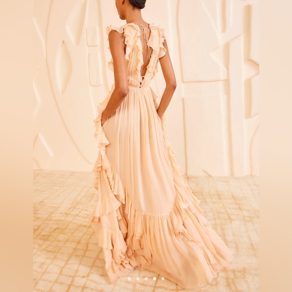 NWOT Ulla Johnson Florella Ruffled Silk Georgette Gown Peony Size 8 $1350 - Picture 5 of 13